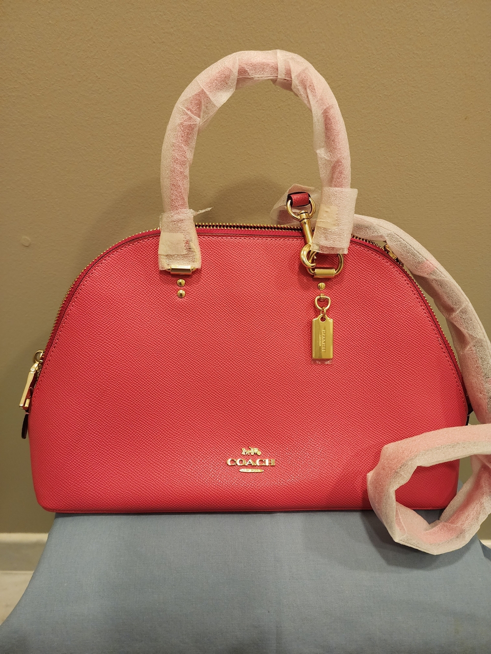 Coach Pebbled Leather Dome Satchel in Pink